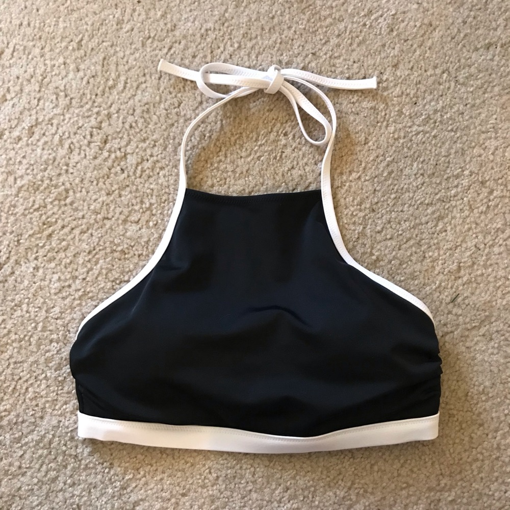 Black with white trim swim top